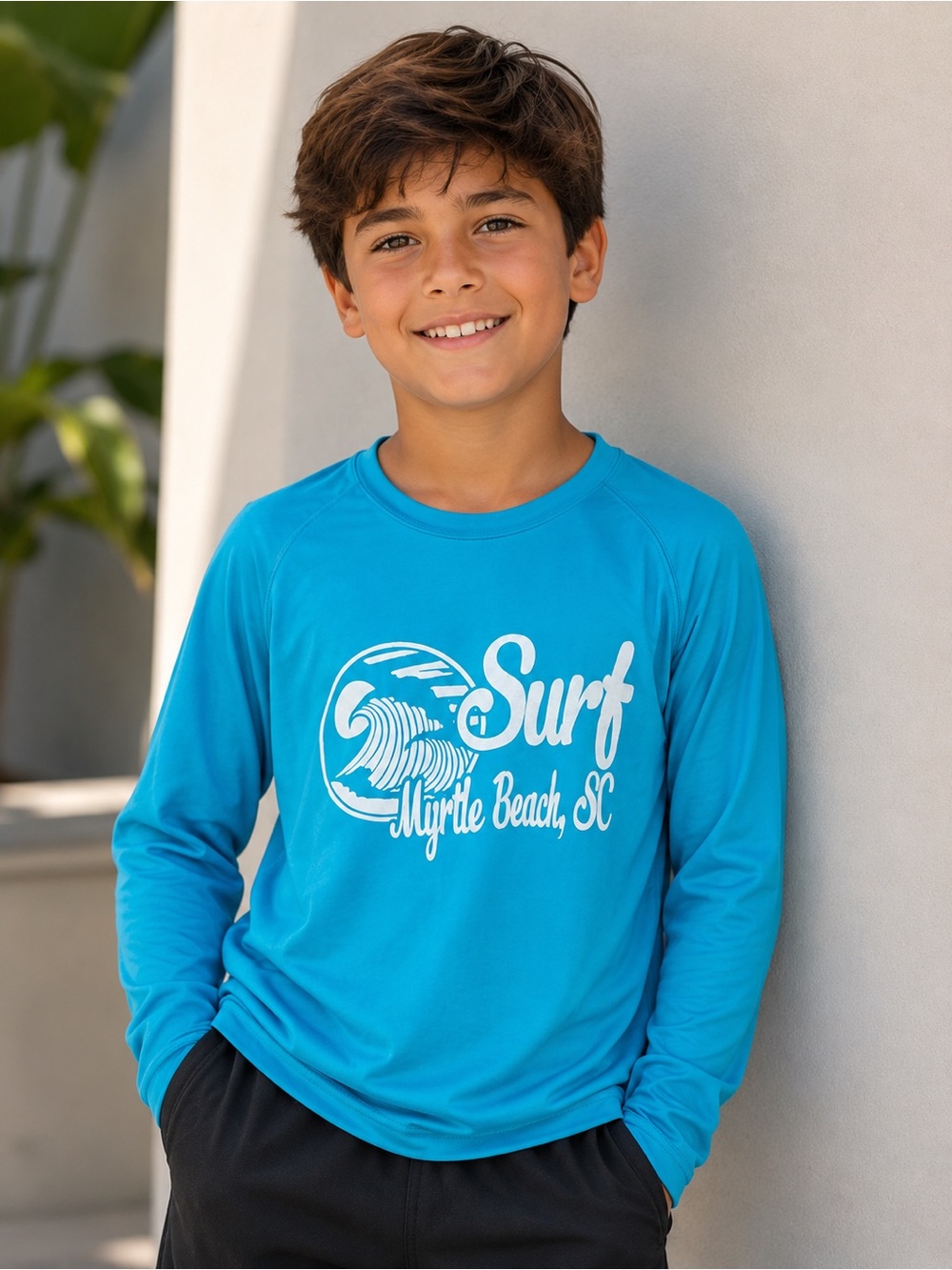 Boys Surf Myrtle Beach Long Sleeve Shirt | Size Large | Beachwear Graphic Tee